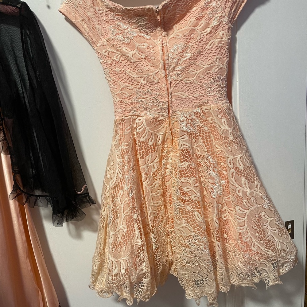 Windsor Pink Lace Strapless Dress - Picture 10 of 13
